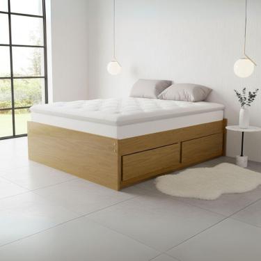 Imagem de Cama Base Box Casal Em Madeira Maciça Libanesa Com 4 Gavetas E Estrutura Reforçada