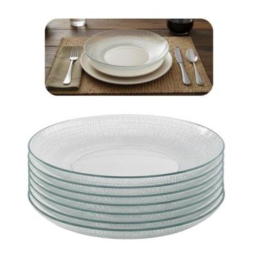 Imagem de Jogo 6 Prato Fundo De Vidro Gema Plus Transparente 22,5cm Class Home