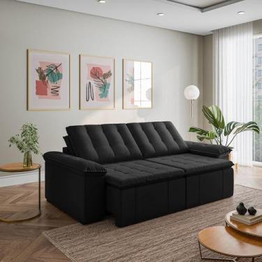 Imagem de Sofá Cama Retrátil e Reclinável 3 Lugares 260cm Veludo Palmeira CabeCa