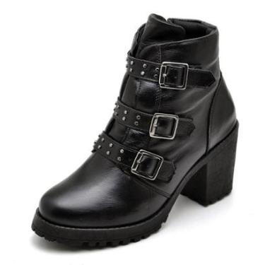 Imagem de Bota Feminina Pierrô saltos altos couro legítimo cor preta Gênero:Feminino;Tamanho:40;Cor:-Feminino