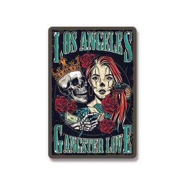 Imagem de Placa de lata Vintage Los Angeles Gangster Love 20x30 cm de ferro