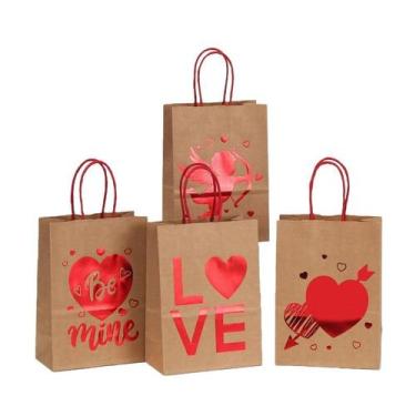 Imagem de Sacos de papel Kraft, pacote com 12 pacotes, estampados em papel alumí