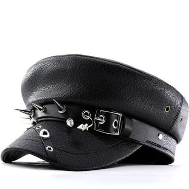 Imagem de Boné de beisebol Trucker com design punk spiked stud em material sinté