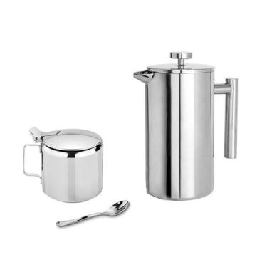 Imagem de Cafeteira Prensa Francesa Bule 350ml e Açucareiro Aço Inox - CASACHA