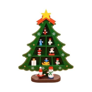 Imagem de Árvore De Natal De Madeira Vermelha 3D Para Decoração De Mesa Criativa