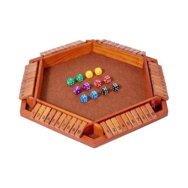 Imagem de Jogo De Dados Shut the Box De Madeira Com Tabuleiro De Virar De Seis L