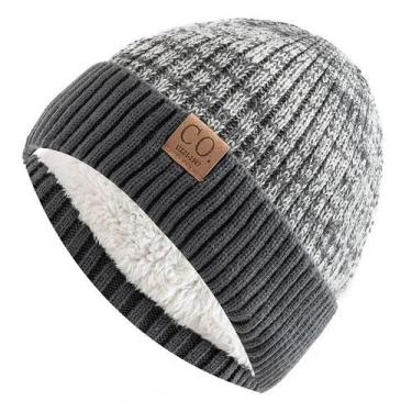 Imagem de Gorro de Inverno Unissex de Dois Tons - Forrado, Quente e Casual, 56cm