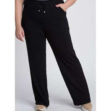 Imagem de Calça Feminina Plus Size Pantalona Moletinho Bolsos  - Serena-Feminino