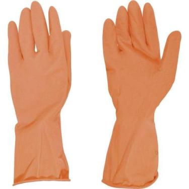 Imagem de Luva de Látex, Tamanho M, cor Laranja, Antiderrapante, com Forro, Mode