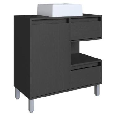 Imagem de Gabinete 80 cm Cuba Branca BL2001 Grafite FAEM - Milani Store, Grafite