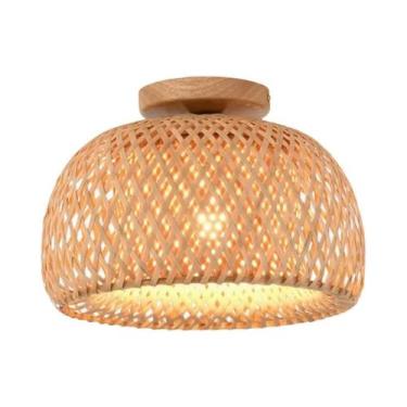 Imagem de Luminária De Teto Artesanal De Bambu E Vime Estilo Boho Para Quarto, B