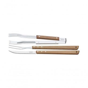 Imagem de Jogo De Utensílios Tramontina Churrasco 3 Peças Em Aço Inox E Madeira