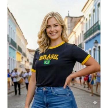 Imagem de Blusa T-shirt Baby Look Feminina Brasil Copa - Seleção Brasileira - C.