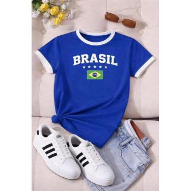 Imagem de Blusa T-shirt Baby Look Feminina Brasil Copa - Seleção Brasileira - C.