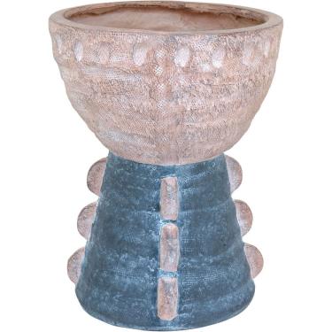 Imagem de CACHEPÔ RESINA 44x34x34cm CINZA VASO DECORATIVO ENFEITE PLANTA