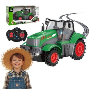 Imagem de Carrinho Trator Controle Remoto Agrícola Infantil Verde Com Bateria Re