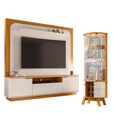 Imagem de Estante Home Theater Nilo sem Pés com Cristaleira Marina Cinamomo Off 