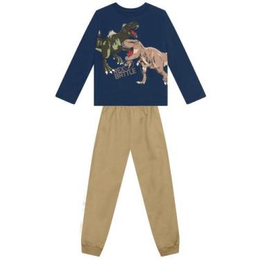 Imagem de Conjunto infantil menino de dinossauros Brandili, 8, Azul