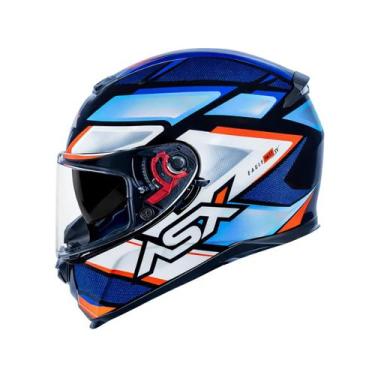 Imagem de Capacete Asx Eagle Sv Fast Preto Brilho Azul E Vermelho Com Óculos Int