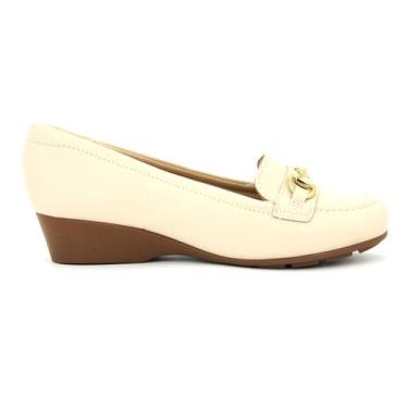 Imagem de Sapato Modare Original Salto Anabela Baixo Leve Feminino 297, 36, Crem