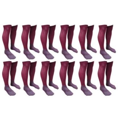 Imagem de Meião De Futebol Delfia Popular Adulto Kit Com 12 Pares, Vinho