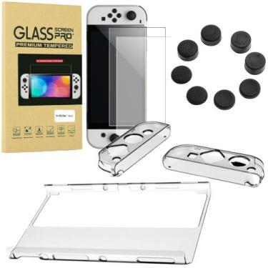 Imagem de Tpu Acrilico Nintendo Switch+ Pelicula De Vidro Oled+ 4 Grip - Genéric