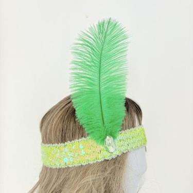 Imagem de Faixa de Lantejoulas com Pena Lateral - Pistache Acessórios, Verde