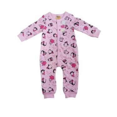 Imagem de Macacão Infantil Bebê Pinguim Rolú Meia Estação Menina, Rosa claro, G