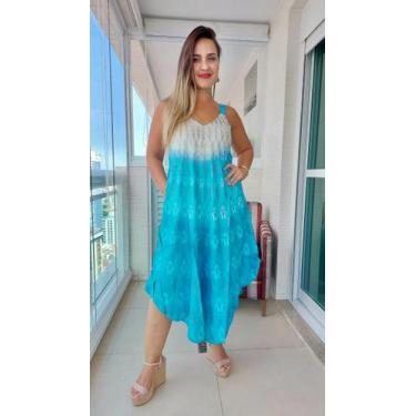 Imagem de Vestido Feminino Indiano Lurex Premium Alça c/ Regulagem e Bolsos Trap
