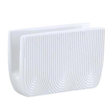 Imagem de Porta Guardanapo Cerâmica 12cm Branco Oasis - ETILUX / HAUSKRAFT