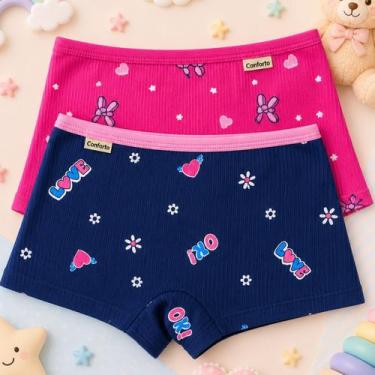 Imagem de Kit Calcinha Infantil Feminina Boxer Shortinho Canelada forro algodão 