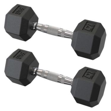 Imagem de Par Dumbbell Sextavado Emborrachado - 5kg - D1 Fitness