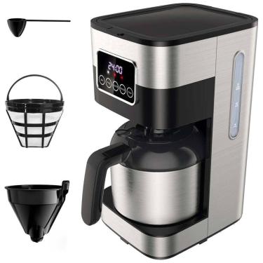 Imagem de Cafeteira Elétrica Programável 1.2L com Tela LCD e Painel de Controle, 110v, BOLY, Prateado