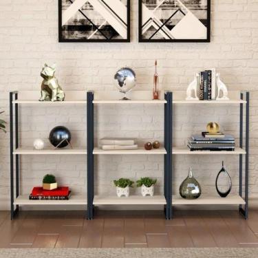 Imagem de Kit 2 Estantes para Livros Industrial 3 Prateleiras 104CMX60CM Active 