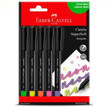 Imagem de Caneta Supersoft 1.0mm Neon com 5 Cores - Faber-Castell