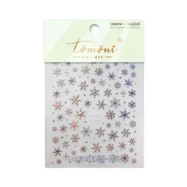 Imagem de Adesivos De Unha 5D Laser Com Floco De Neve De Strass Brilhante Para O