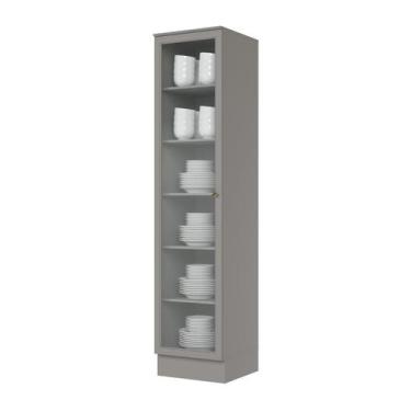 Imagem de Cristaleira Americana C373 01 Porta com Vidro 05 prateleiras 50cm Cinz