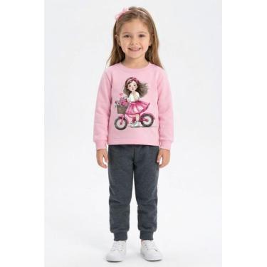 Imagem de Conjunto Menina em Moletom Flanelado Estampas Diversas Kyly, Rosa clar