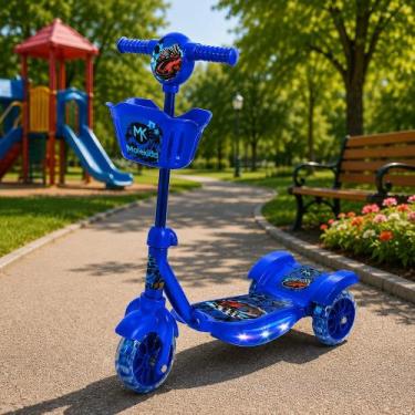 Imagem de Patinete MotorKid Infantil 3 Rodas e Luz LED - Azul - IMPORTUDO