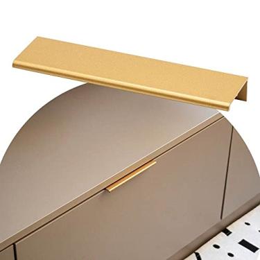 Imagem de 6 Uni Puxador De Alumínio Para Armário Móvel Tito Baú 96 mm (Ouro)