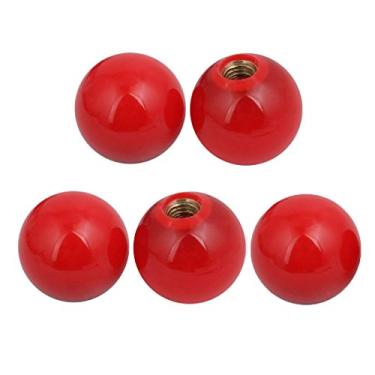 Imagem de LDEXIN 5 peças 0,4" (10 mm) Furo de rosca fêmea 1,5" (38 mm) Puxadores esféricos redondos, cabo de máquina de trator, vermelho