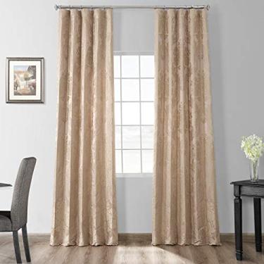 Imagem de HPD Half Price Drapes Cortinas Damasco Designer para Decoração de Quarto Seda Sintética 122 X 274 (1 Painel), JQCH-20122011-108, Bege e Dourado