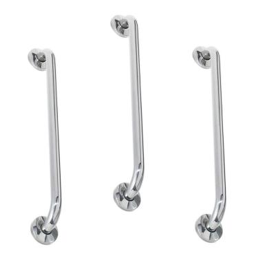 Imagem de Alça de Apoio 60cm Barra Inox Kit 3 Unidades Acessibilidade Cadeirante Idoso Deficiente Banheiro Segurança