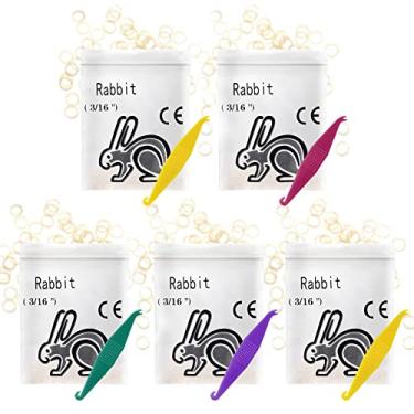 Imagem de 500 pcs elásticos ortodônticos elásticos, 3/16 "tamanho 3,5 onça pequenos elásticos com colocadores elásticos para lacunas dentais, nós superiores de tosa de cães, laços e tranças (coelho)