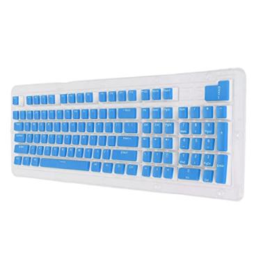 Imagem de Teclados de substituição, cores duradouras, fáceis de substituir FOS Step 110 Keycaps para teclados 108 para teclados 87 (azul branco)