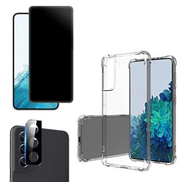 Imagem de Kit Capa Capinha Silicone Aveludada + Pelicula Privativa + Película Câmera Compatível Galaxy S21