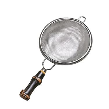 Imagem de UPTALY Coador de chá de aço inoxidável com cabo de bambu (grande, 14.5 x 7.4 cm), filtra o ralo de chá para conjunto de chá Kung Fu, coadores de malha de infusor de chá, para pendurar em bules, canecas, xícaras