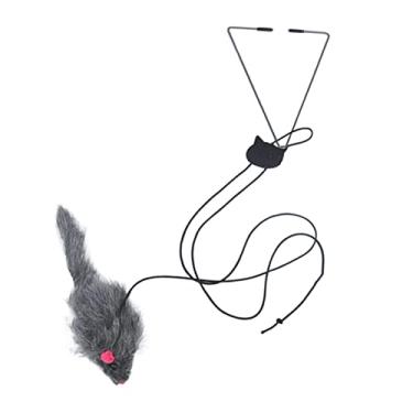 Imagem de Gato Rato Apanhador de Exercícios Retrátil Rato de Pelúcia para Animais de Estimação Porta Pendurada para Animais de Estimação