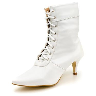 Imagem de Bota Cano Médio Bico Fino Branco