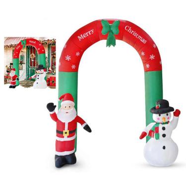 Imagem de Arco Portal Inflavel Decoraçao Natal 2M 40cm Natalino 110V Enfeite Boneco de Neve Papai Noel Shopping Comercio Casa Festa